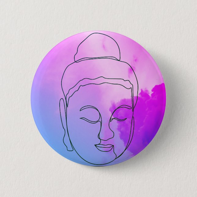 Bakgrundsknapp för Buddha Lila Himlar för ryggsäck Knapp (Framsida)