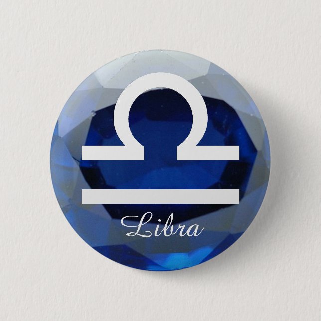 Bakgrundsknapp för Horoscope-skylt Libra Sapphire Knapp (Framsida)