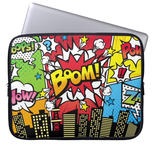 Bakgrundsmaterial med tecknad art stil spec laptop fodral (Framsidan)