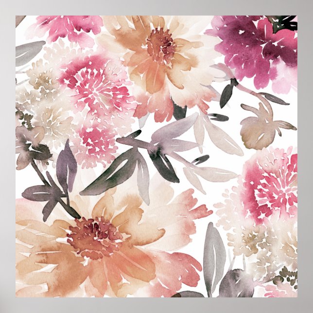 Bakgrundsmönster för vattenfärg, blommigt,blomma,k poster (Framsidan)
