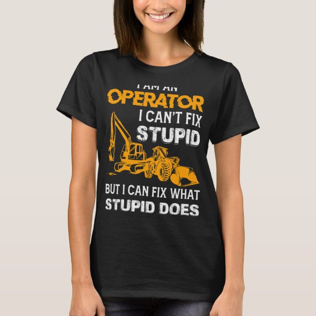 Bakgrundsoperatör för säkring av tung utrustning t shirt (Framsida)