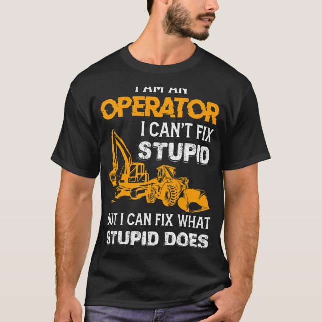 Bakgrundsoperatör för säkring av tung utrustning t shirt (Framsida)