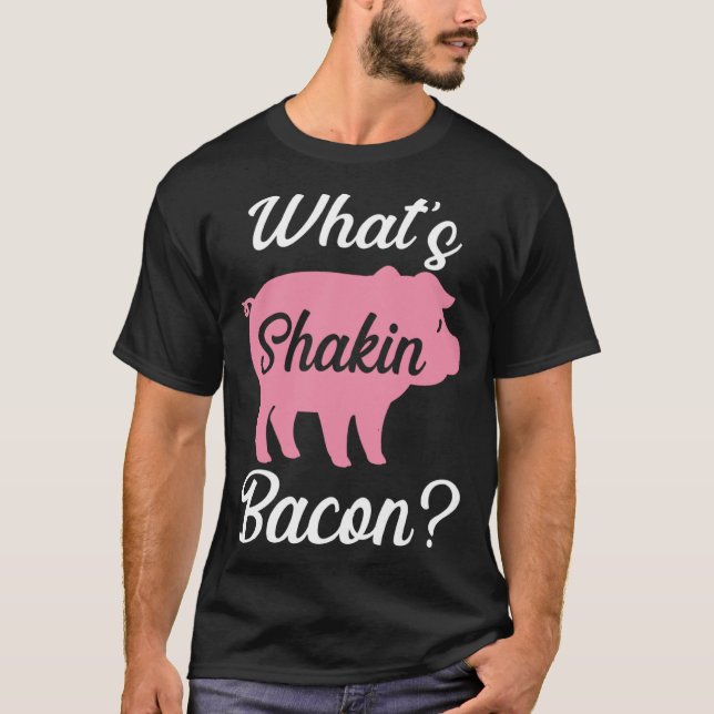 Bakgrundstvätt som skakar bacon t shirt (Framsida)