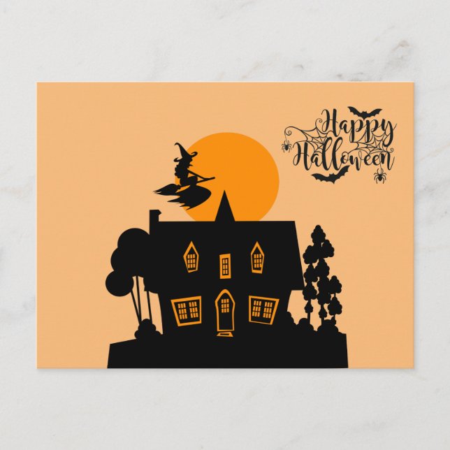 Bakgrundsvykort för happy halloween Witch Helg Vykort (Framsida)