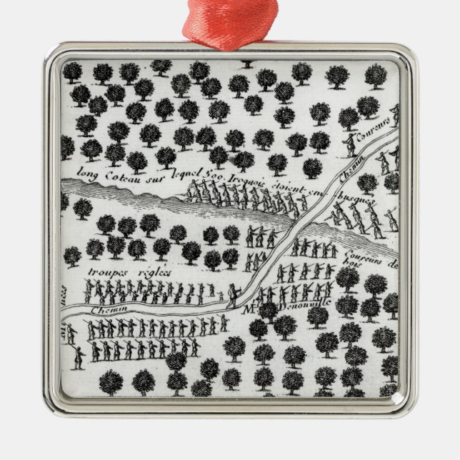 Bakhåll av iroquoisen julgransprydnad metall (Framsidan)