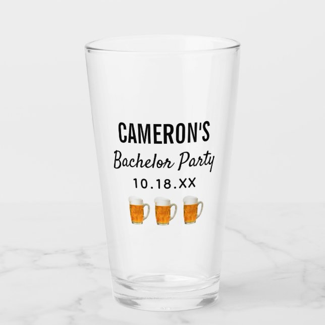 Bakhelor Party Modern Wedding Favor Beer Pint Glaskopp (Framsida)