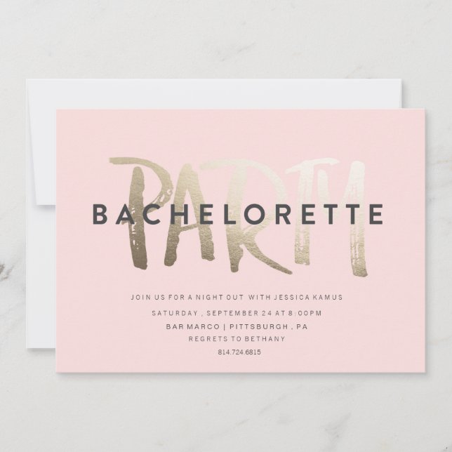 BAKHELORETTE PARTY INVICATION // GOLD FOIL INBJUDNINGAR (Framsida)