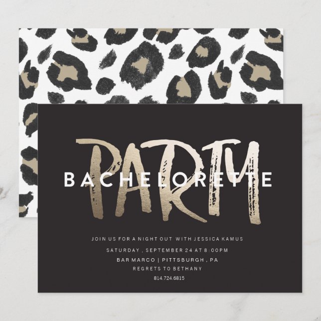 BAKHELORETTE PARTY INVICATION // GOLD FOIL INBJUDNINGAR (Fram/baksida)
