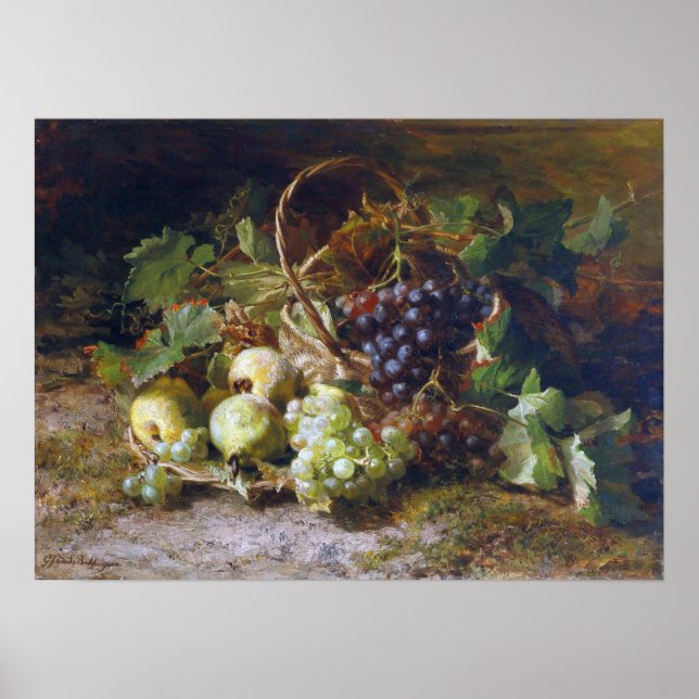 Bakhuyzen - Stilleben med frukter, vindruvor och p Poster (Framsidan)