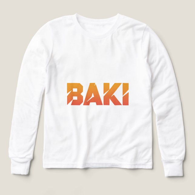 Baki Solnedgångsgradient Action Anime Typografi  T Shirt (Design framsida)