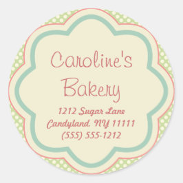 Baking and Bakery Boutique, Grönt Polka Dot Runt Klistermärke