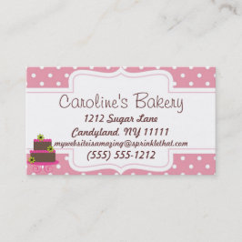 Baking and Bakery Boutique, Rosa Polka Dot Visitkort