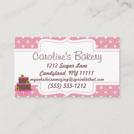 Baking and Bakery Boutique, Rosa Polka Dot Visitkort