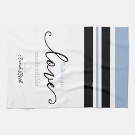 Baking är Kärlek Made Edible Classy Script Stripe Kökshandduk