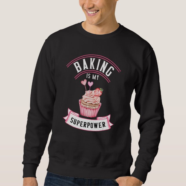 Baking är min supermakt - Baker Chef Bakery Lång Ärmad Tröja (Framsida)