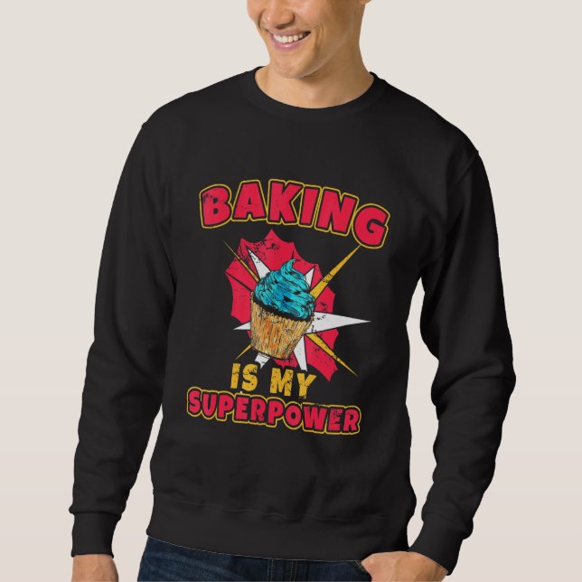 Baking är min supermakthot Chef Flate Frosting Bak Lång Ärmad Tröja (Framsida)