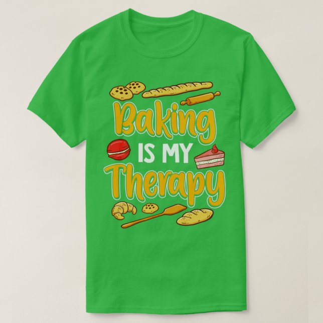 Baking är min terapeutiska bakerbageri t shirt (Design framsida)