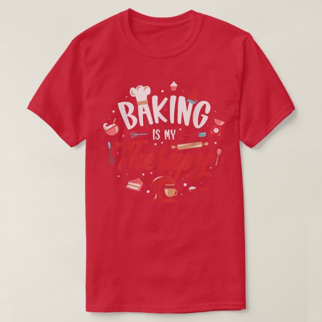 Baking är min terapi 486 t shirt (Design framsida)