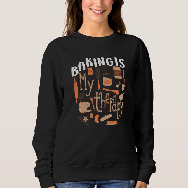 Baking är min terapi bakare som är så fin att baki t shirt (Framsida)