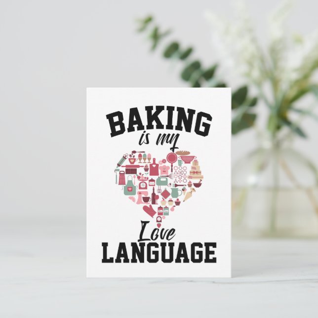 Baking är mitt Kärlek-språk - Funny Baker Vykort (Stående Fram)