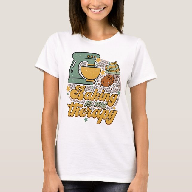 Baking är My Therapy Muffinss Baker T Shirt (Framsida)