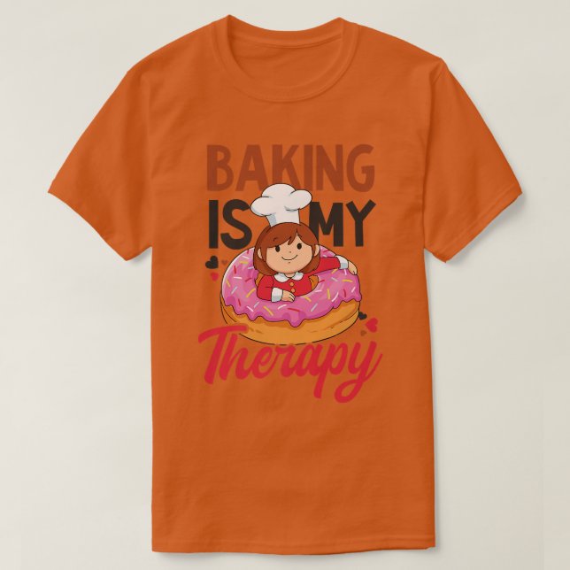 Baking är terapeutisk design, bakverk t shirt (Design framsida)