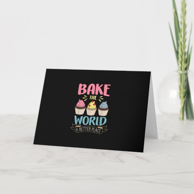 Baking Bake World En bättre plats Cupcake Kort (Framsida)
