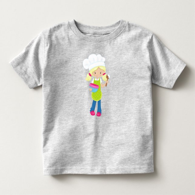 Baking, Baker, Bakery, Cute Girl, Blonde Hair T Shirt (Framsida)