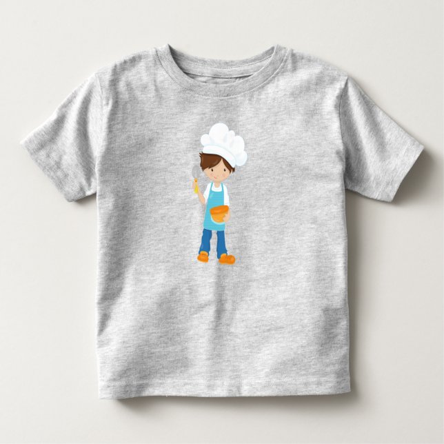 Baking, Baker, Pastry Chef, Cute Boy, Brown Hair T Shirt (Framsida)