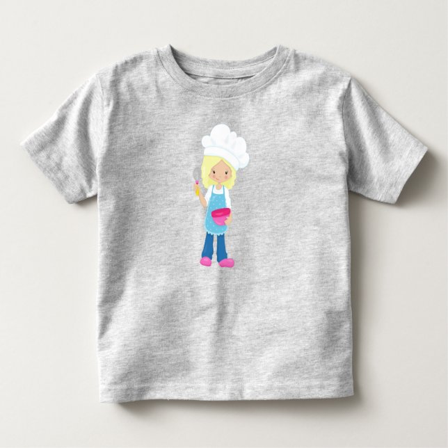 Baking, Baker, Pastry Chef, Cute Girl, Blonde Hair T Shirt (Framsida)