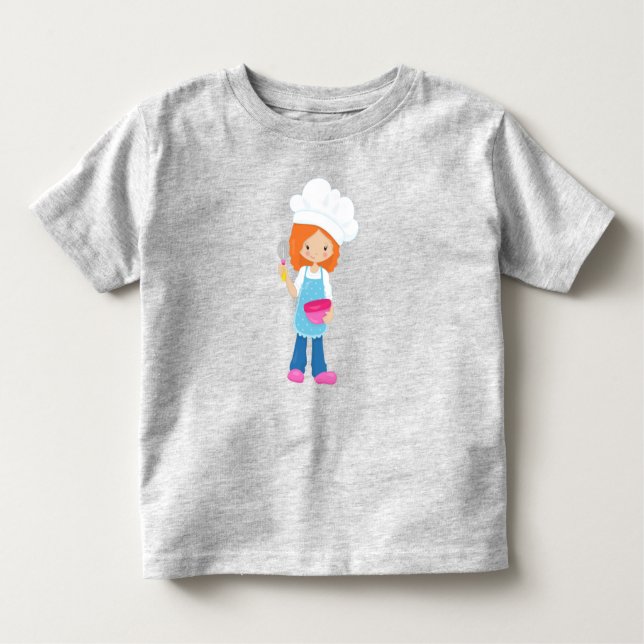 Baking, Baker, Pastry Chef, Cute Girl, Orange Hair T Shirt (Framsida)
