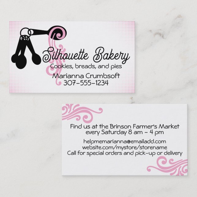 Baking bakery measuring spoons pastry chef visitkort (Fram/baksida)