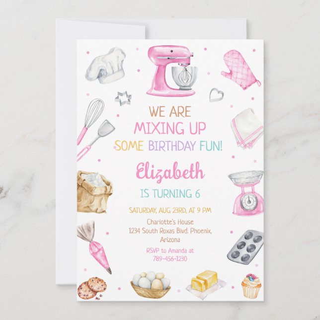 Baking Cooking Birthday Party Invitation Inbjudningar (Framsida)