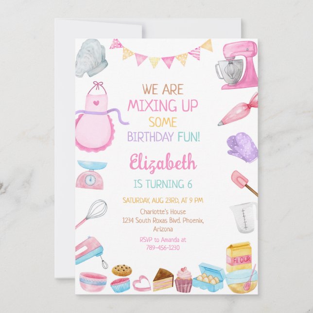 Baking Cooking Birthday Party Invitation Inbjudningar (Framsida)