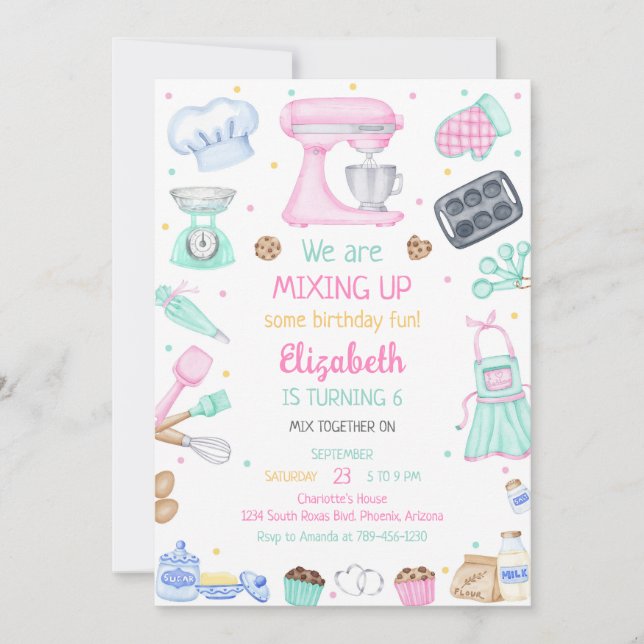 Baking Cooking Party Birthday Invitation Inbjudningar (Framsida)
