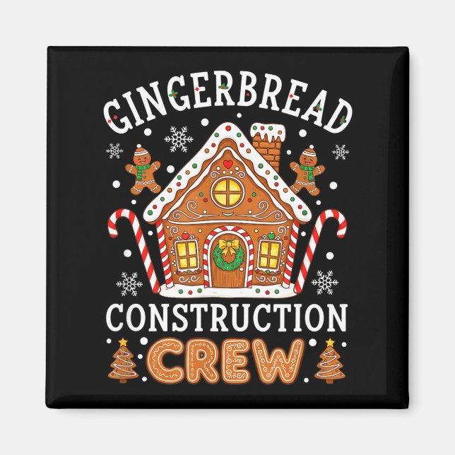 Baking Gingerbread House Construction Crew Christm Magnet (Framsidan)