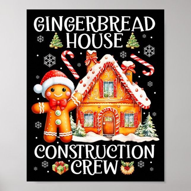 Baking Gingerbread House Construction Crew Christm Poster (Framsidan)