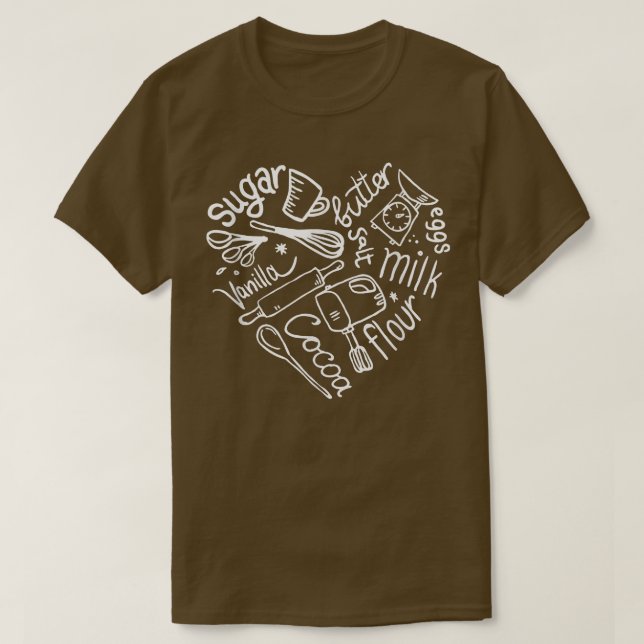 Baking Heart Älskare Chef Mamma Cookie Bak T Shirt (Design framsida)
