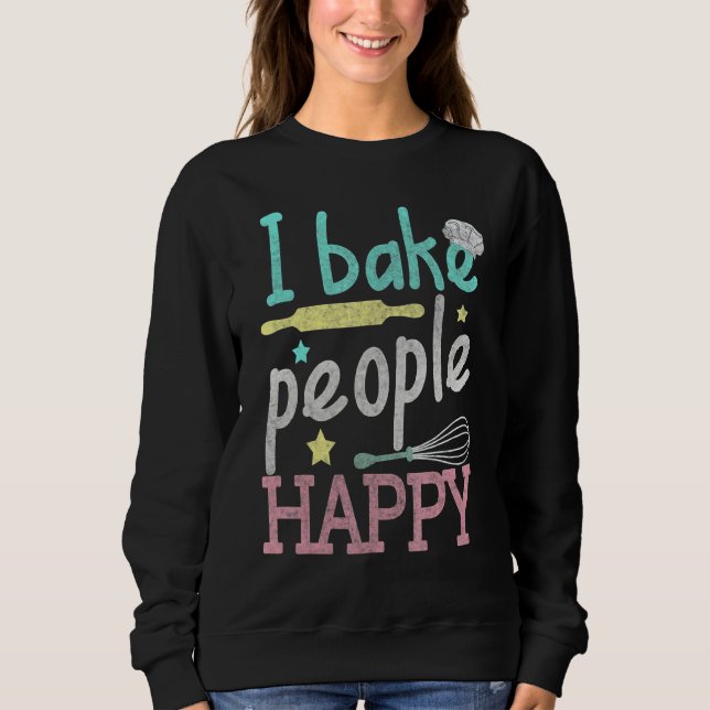 Baking I Bake People Lycklig Pastry Chef Baker T Shirt (Framsida)