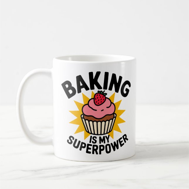 "Baking is My Superpower Cupkaka Design Kaffemugg (Vänster)