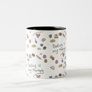 Baking Is My Therapy, Illustration Mug Två-Tonad Mugg