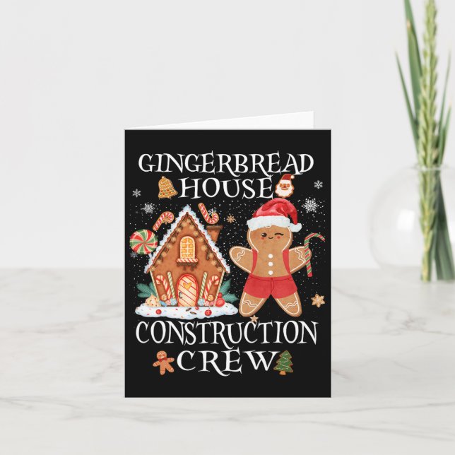 Baking Julafton Gingerbröd House Construction Crew Kort (Framsida)