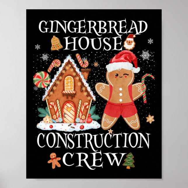 Baking Julafton Gingerbröd House Construction Crew Poster (Framsidan)