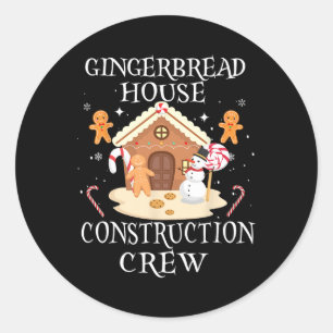 Baking Julafton Gingerbröd House Construction Crew Runt Klistermärke