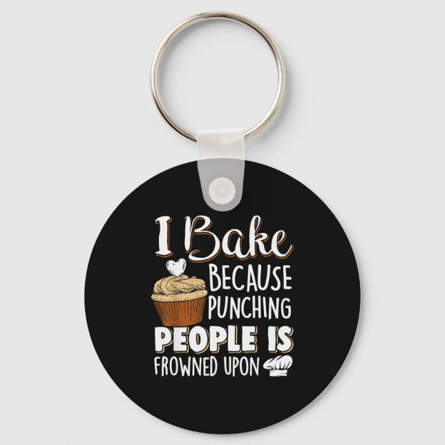 Baking Lover Punching People - Baker &amp; Cupcake Nyckelring (Framsida)