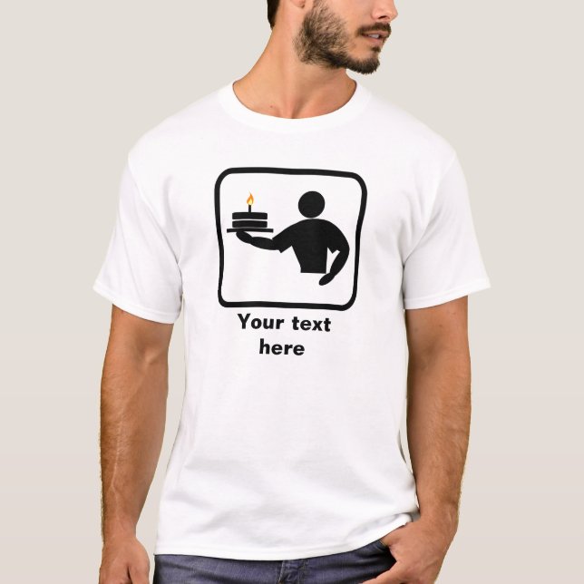 Baking Man with Cake Image — Anpassa Tee Shirt (Framsida)