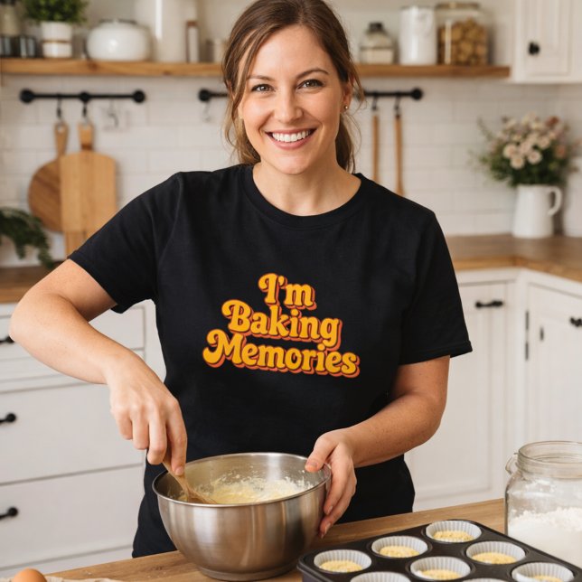 Baking Memories orange brun retro 70's stil T Shirt (Skapare uppladdad)