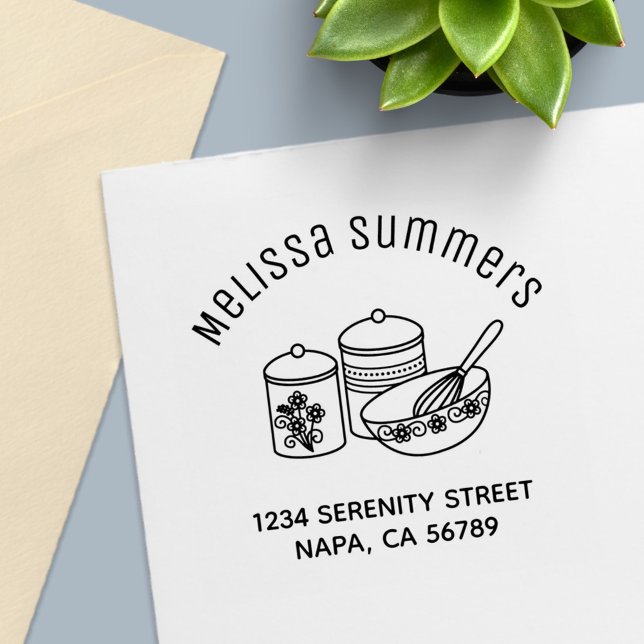 Baking - Mixing Bowl, Whisker Arch Adress Självfärgande Stämpel (Skapare uppladdad)