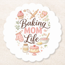"Baking Mom Life" Illustrerad blomsterunderläggssa Underlägg Papper