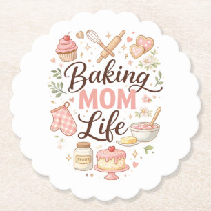 "Baking Mom Life" Illustrerad blomsterunderläggssa Underlägg Papper